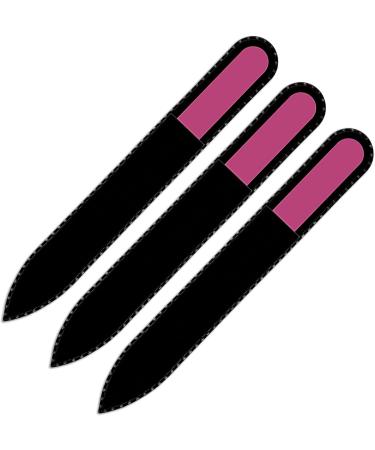 Mont Bleu Colour Crystal Nail File in Black Pouch - Czech Tempered Glass - Handmade in Czech Republic set of 3 Magenta Pink - Buy Online on GoSupps.com