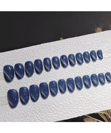 Press on Nails Long Fake Nails 24Pcs Shiny Blue False fingernail with Self-Adhesive Jelly Nail Glue Tabs Press On False Nails - Buy Online on GoSupps.com