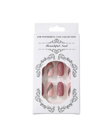 Buy Brishow Almond Press-On Nails - Short Pink Artificial Nails with Gold Glitter | 24 Piece Ballerina Acrylic Set for Women & Girls - International Shipping Available - Buy Online on GoSupps.com