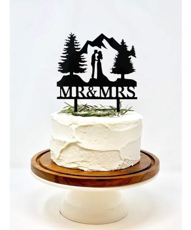 Mountain Wedding Cake Topper Outdoors Wedding Cake Topper Mr & Mrs Kiss Cake Topper Hiking Wedding Cake Topper Forest Theme Cake Topper Mountain Cake Topper - Buy Online on GoSupps.com
