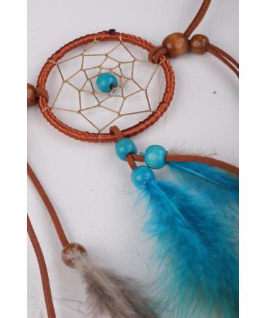 Bohemian Dreamcatcher Feather Headband with Blue and Brown Tassel - Women's Gypsy Headpiece - Buy Online on GoSupps.com