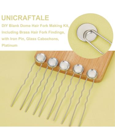 Unicraftale 20 Sets U Shadow Platinum Hair Needles & Bezel Empty Hairpins - Brass DIY Cabochon Accessories with 12mm Glass Cabochons & 80mm Hair Fork for Jewelry Making - Buy Online on GoSupps.com