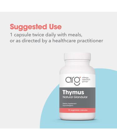 Allergy Research Group Thymus Supplement - Thymus Tissue Glandular Extract 1000mg Raw Thymus Glandular Ovine Lyophilized Hypoallergenic - 75 Count - Buy Online on GoSupps.com