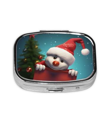 Funny Christmas Printed Square Pill Box Portable Travelling Pill Box Medicine Organiser