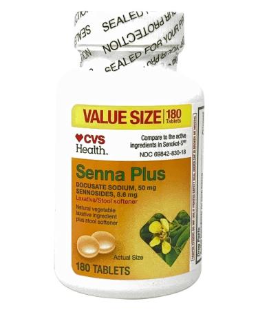 CVS Health Stool Softener Plus Stimulant Laxative Tablets Docusate Sodium 50 mg Sennosides 8.6 mg 180 Count