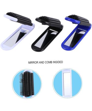 SOLUSTRE 3 Pieces Foldable Comb with Mirror Antistatic Comb High Temperature Resistance for Travel Outdoor Activities White Black Blue Beard Care - Buy Online on GoSupps.com