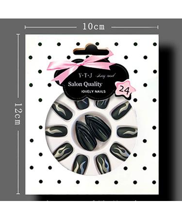 Sethexy Matt Long Black Stiletto Nail Tips - 24pc Acrylic False Fingernails for Women & Girls - Complete Salon Art Design - Buy Online on GoSupps.com