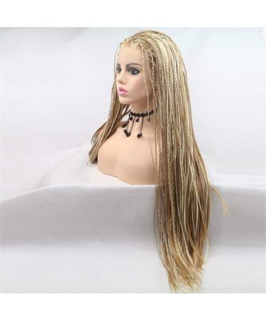 24-Inch Lace Front Synthetic Wig for Black Women - Blonde Micro Braids with Baby Hair - Heat Resistant Box Braids - Buy Online on GoSupps.com