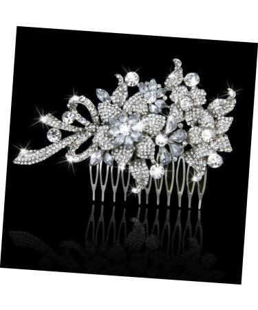 Angoily Flower Hair Comb Bridal Hair Side Comb Rhinestone Headpiece Flower Hair Accessories Hair Accessories for Women Hair Combs for Women Tiara Miss The Flowers Hairpin - Buy Online on GoSupps.com