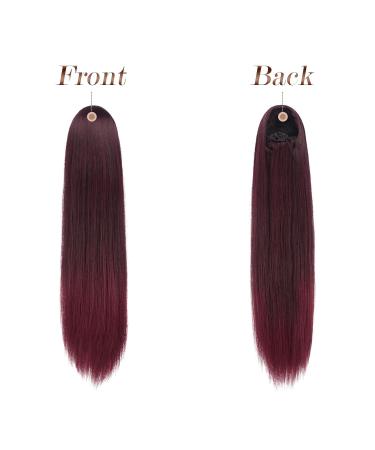 Fine Ponytail Extensions - Long Straight Braid Drawstring Synthetic Hair - 70cm Black Ombre Red - Smooth Tangle-Free for Women - Buy Online on GoSupps.com