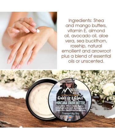 Montana Snow Butter | Organic Whipped Body Butter for Dry Skin | Non-Greasy Shea & Mango Cocoa Cream - Buy Online on GoSupps.com