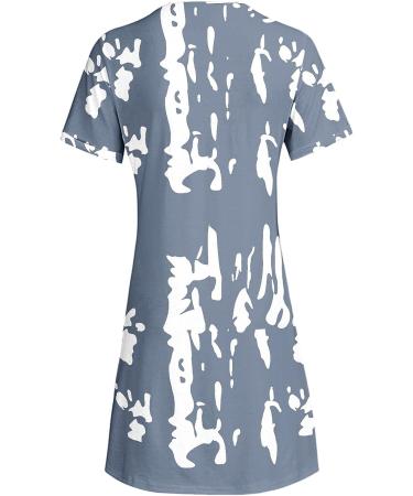 Women's Casual Floral Print Dress - Summer Short Sleeve Beach Dress XX-Large Navy - Buy Online on GoSupps.com