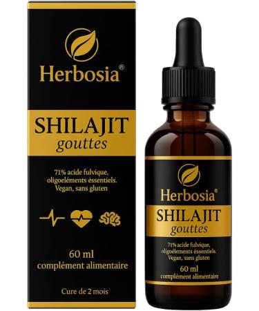  HERBOSIA HERBOSIA Shilajit Drops 60ml Liquid Food Supplement 100% Pure Himalayan Resin Rich in Fulvic Acids V - Buy Online on GoSupps.com