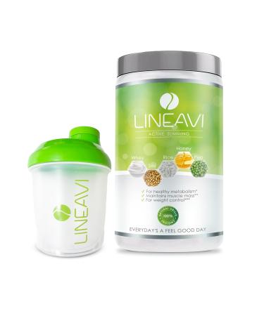 Lineavi activated food diet shake neutral + shaker 500g weight loss with pleasant taste meal replacement made of soy pea rice and whey protein lactose and gluten-free yoghurt / neutral 500 g (1 Pack)