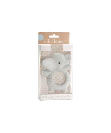 Lil' Llama Baby Elephant Teether - 100% Natural Rubber Teething Ring - Non-Toxic  BPA Free Elephant Teething Ring - Safe Cute Baby Teething Rings for Babies