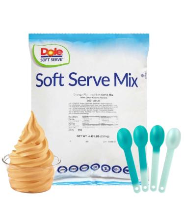 ZippySweets - Soft Serve Ice Cream Machine Mix Orange Flavour Soft Serve Mix 4.4 Pound Bag Includes 4 Pack Colour Changing Spoons for a Fun Ice Cream Experience