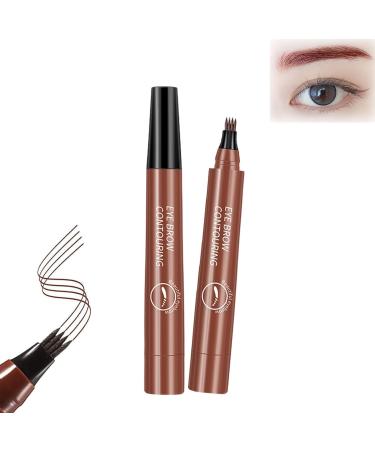 2PCS Whimsyard Eyebrow Pencil Whimsyard Magic Eyebrow Pencil 4 Tip Microblade Creates Natural Looking Brows Effortlessly 3D Waterproof Microblading Eyebrow Pencil Contouring Pen (Red Brown)
