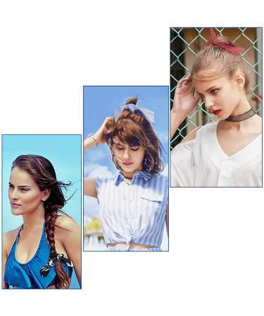 18 PCS Bow Scrunchies Hair Accessories - Chiffon Satin Silk with Bow Scarf - Solid Stripe Flower Colors - Ponytail Holder with Rabbit Bunny Ear BowKnot - Buy Online on GoSupps.com