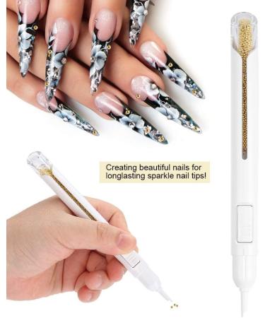 Nail Art Dotting Pen Nail Bead Dotting Bullion Pen Nail Art Rhinestone Gemstone Painting Drawing Pen for Manicure Pedicure Decoration (16 cm Golden) 16cm golden - Buy Online on GoSupps.com