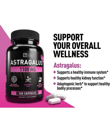 Astragalus Capsules 1100mg* | Immune & Kidney Support* | 160ct | Non-GMO, 3rd Party Tested - Buy Online on GoSupps.com