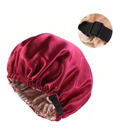 Satin Sleep Cap for Women - Adjustable Silk Bonnet for Curly Natural Hair (Red) - Buy Online on GoSupps.com