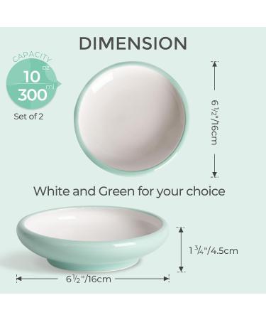 ComSaf Ceramic Cat Feeding Bowl Wide Shallow Cat Food Water Dish Whisker Friendly Design Whisker Fatigue Free shallow cat bowl Non Spill Pet Bowl 300ML Pack of 2 Green Green*2 - Buy Online on GoSupps.com