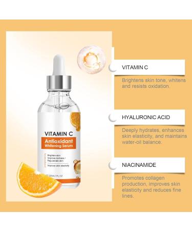 Shantou Yingji 2 pieces vitamin C serum for the face facial serum with vitamin C and hyaluronic acid brightening serum firms and softens fine lines facial care for men and women - Buy Online on GoSupps.com