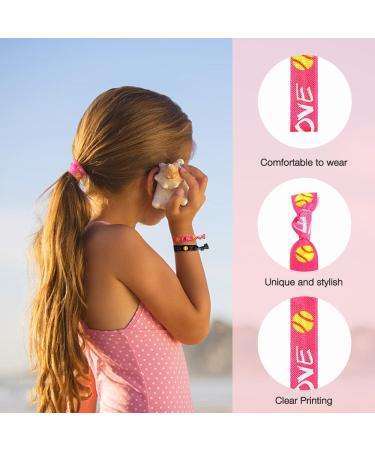 Softball Bracelet Wristband Set with Baseball Hair Ties - 48 Pieces | Multi Color Silicone Bracelet for Girls Softball Baseball Players | Elastic Ribbon Hair Bands for Teams - Buy Online on GoSupps.com