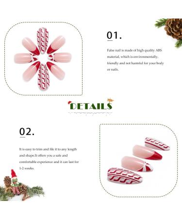Vatocu Christmas False Nails - Short Red Press on Nails with Snowflakes, Elk, and Snowman Designs - 24pcs for Women and Girls - Buy Online on GoSupps.com