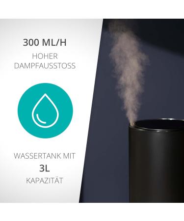 Duux Beam Mini 2 Humidifier - Ultrasound Control Remote & Smartphone 3L Capacity for 30m - Ideal for Humid Bedrooms - Black - Buy Online on GoSupps.com