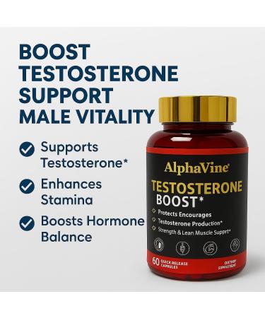 ALPHAVINE Testosterone Booster for Men Horny Goat Weed Tongkat Ali and Saw Palmetto 60 Capsules - Buy Online on GoSupps.com
