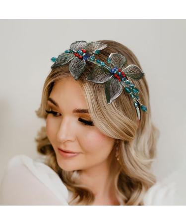 IYOU Copper Wire Wedding Headband Green Butterfly Hair Hoop Handmade Prom Guest Bridal Hair Accessories for Women - Buy Online on GoSupps.com