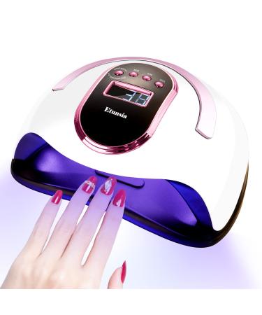 Etunsia Nail Lamp, Nail Dryer 168W LED Nail Lamp for All Gel Polish, Nail Light with 4 Timer Mode - Auto Sensor - Professional Fast Curing - Large LCD Screen, Gel Lamp LED Lamp for Gel Nails for Home Pink