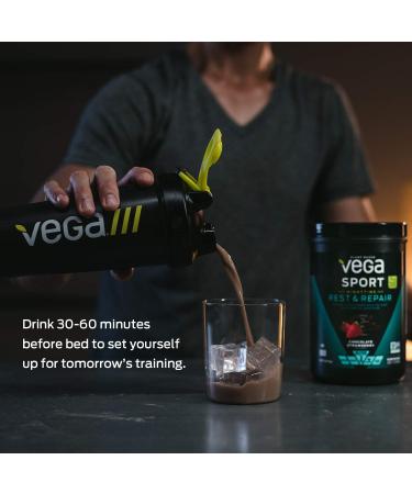 Vega Chocolate Strawberry Rest & Repair Powder 15 OZ - Plant-based Recovery Formula - Buy Online on GoSupps.com