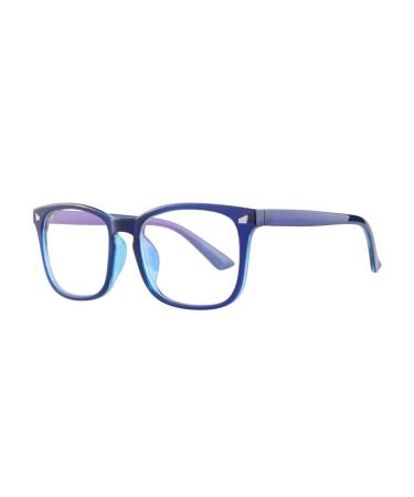 MEDOLONG Rectangle Frame Unisex Progressive Multifocal Reading Glasses Anti Blue Light Lens Frame-MF8068 C3 up+1.50 lower+3.50