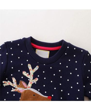 Little Hand Baby Girls Christmas Sweatshirt, Cute Xmas Jumper | Age 1-8 Years | Reindeer/Navy Blue - Buy Online on GoSupps.com
