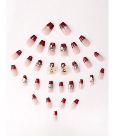 verysparkling 30pcs Butterfly Red Coffin Fake Nail Butterfly Red Press on Nails Butterfly Rhinestone Coffin Nails Luxurious Nails Acrylic Nails Fake Nails For Women Girls - Buy Online on GoSupps.com