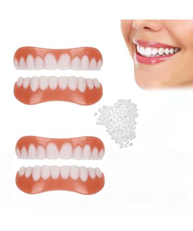 Flipped warm 2 pairs of tooth aperture for plug in for upper and lower teeth false teeth perfect smile comfortable fit artificial teeth flexible braces