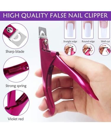 Professional Stainless Steel Acrylic Nail Tips Clipper Cutter - False Nails/Fake Nails/Artificial Nails Trimmers for Nail Manicure Pedicure Clip Tool for Home Nail Art DIY (Rose Red) - Buy Online on GoSupps.com