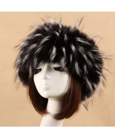 Women's Black Synthetic Fur Headband - Warm & Adjustable Fashion Ear Protector for Outdoor Sports Hiking & Skiing - Buy Online on GoSupps.com
