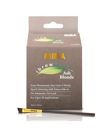 MINA ibrow Henna Semi Permanent Tint Kit Regular Pack with Brush For Professional Tinting & Coloring, Covers Gray Hair, Stays up to 6 Weeks-(30 applications)(Ash Blonde)