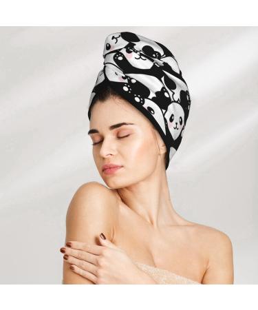 Quick-Dry Hair Towel Wrap - Cute Panda Design | Hair Drying Turban with Button for Effortless Drying - Buy Online on GoSupps.com
