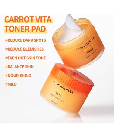 BRING GREEN Carrot Toner Pad - Vitamin & Retinol Skincare for Even Skin Tone Dark Spot Reduction (60 Count - Buy Online on GoSupps.com