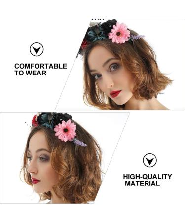 Lurrose Halloween Flower Crown Headband Mexican Rose Flower Crown dia de los muertos Flower Crown Day of The Dead Headband Skull Headpiece Headwear (Colorful) - Buy Online on GoSupps.com