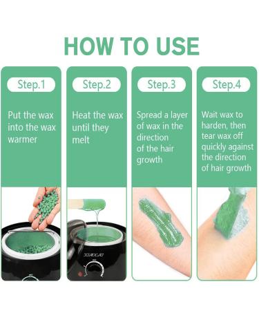 Showvigor Hard Wax Beads for Hair Removal - 4 Colors, 4 Bags - Brazilian Bikini Face Body Legs Back At Home - Blue Pearl Beads - 400g with 10 Wax Sticks - Buy Online on GoSupps.com