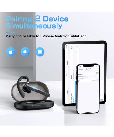 TEIMO Hands-Free Wireless Earphones with 55H Playtime and Built-in Mic | V5.1 Headset Earpiece with 400mAh Charging Case | Ideal for Driving, Business, and Office Use | Compatible with iOS/Android - Trendy Design - Buy Online on GoSupps.com