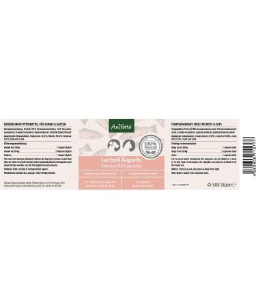 Aniforte Salmon Oil Capsules for Dogs & Cats - 500 Omega-3 Fish Oil & Vitamins for Healthy Metabolism Strong Bones & Shiny Fur - Buy Online on GoSupps.com