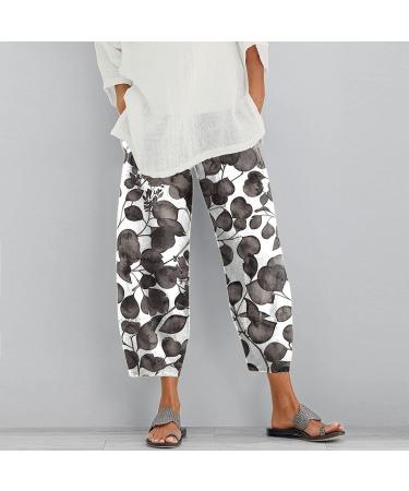 Women's Vintage Graphic Capris - Elastic Waist Tapered Pants with Pockets - Za1-a Grey - XX-Large - Buy Online on GoSupps.com