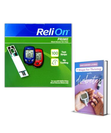 ReliOn Prime Blood Glucose Test Strips  100 Ct Bundle with SAMBA LIFE eBook 7 Steps to Thrive with Diabetes (100 Test Strips)