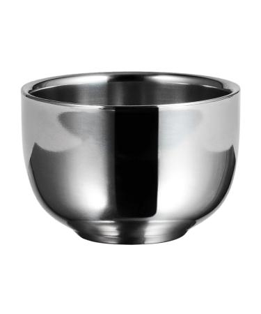 Milageto Shaving Soap Bowl Durable Stainless Steel Shaving Cream Bowl for Men Double Layer Heat Preservation